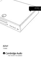 Cambridge Audio Azur 752BD - Owners manual